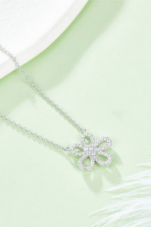 Moissanite Flower Pendant 925 Sterling Silver Necklace 1a1ac32dadb84e32b01c3dd962c1971f-Max Trendsi