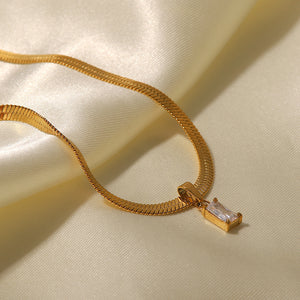 18K Gold Plated Green/White Baguette Zircon Pendant Necklace White 1a498c92-f7c2-4b95-b5a9-6f4bb0cc56fb Artshiney