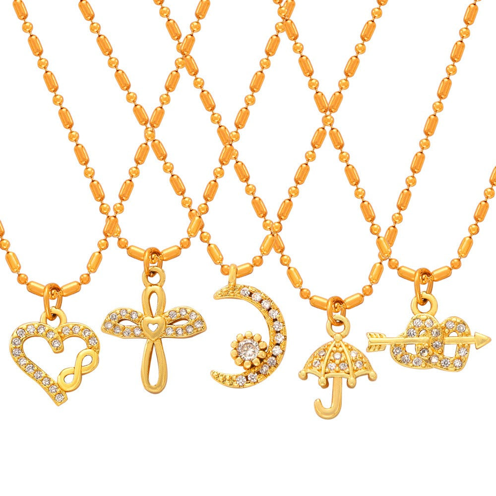 18K gold noble personality wings/hollow heart/arrow through the heart/umbrella/moon design light luxury style necklace 1aa1030b-4329-4bd3-b7c8-e3fbc7af5d24 Artshiney