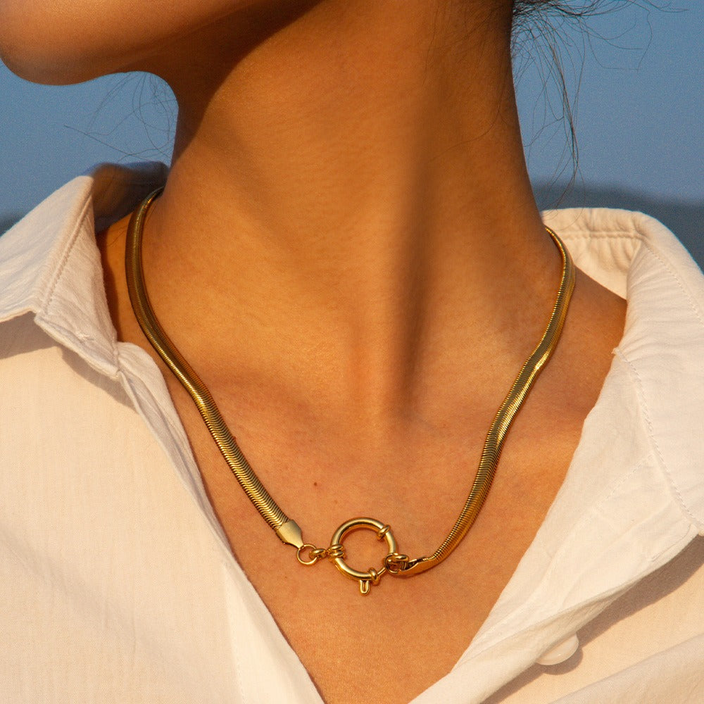 18K Gold Simple Snake Chain Necklace 1ae9abff-4ae2-46d5-9a79-14f89770d209 Glownestbest