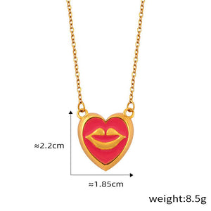 18K gold trendy personalized lips with pearl design simple style necklace and earrings set 1b408047-6037-48ed-9f14-f6413e29cd38 Artshiney