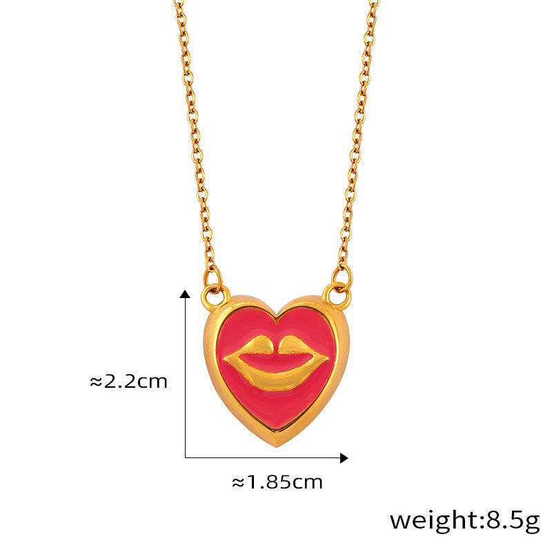 18K gold trendy personalized lips with pearl design simple style necklace and earrings set 1b408047-6037-48ed-9f14-f6413e29cd38 Artshiney