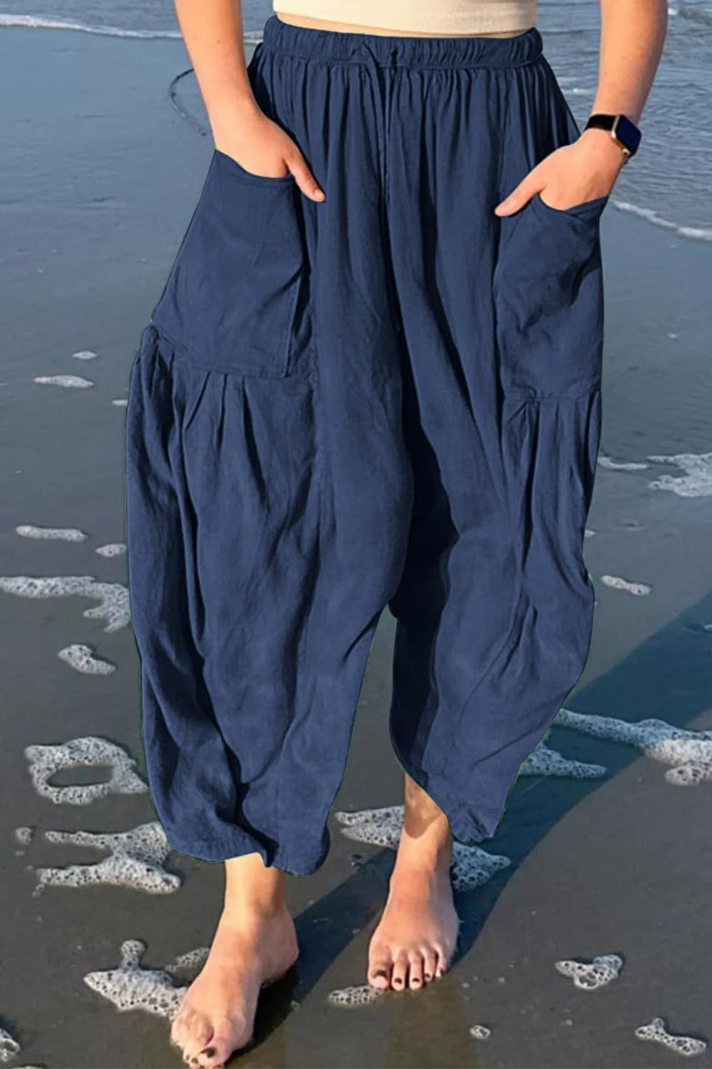 Full Size Pocketed Drawstring Wide Leg Pants 1b8e0932-8b73-46ae-88ef-ff9e899be621-Max Trendsi
