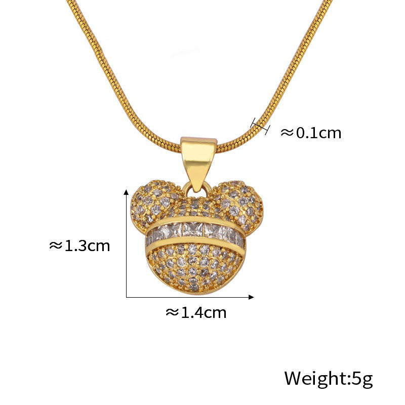 18K gold exquisite dazzling cartoon bear diamond design light luxury style pendant necklace 1bb869f9-8941-4d0f-b661-2961fbd747ca Artshiney