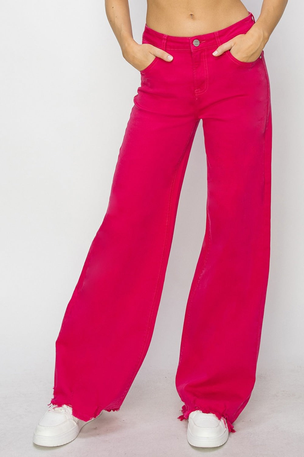 RISEN High Rise Wide Leg Jeans Fuchsia 1c018ecc-1db1-4d03-bf35-f4bb1138e0ea-Max Trendsi