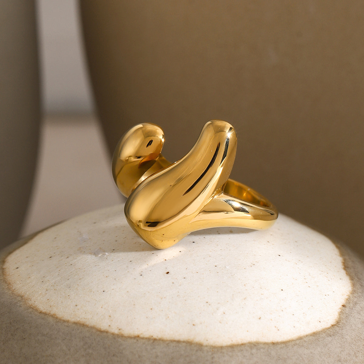 18K Gold-Plated Stainless Steel Open Ring 1c087925-c978-4ab1-a129-bf317b2bf898-Max Trendsi