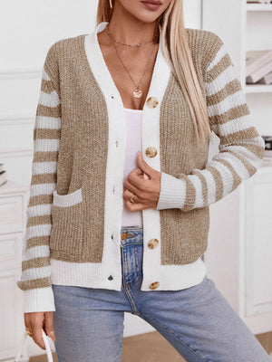 Striped Button Up Long Sleeve Cardigan 1c15eed4-475a-474a-97e5-273e39aaedfc-Max Glownestbest
