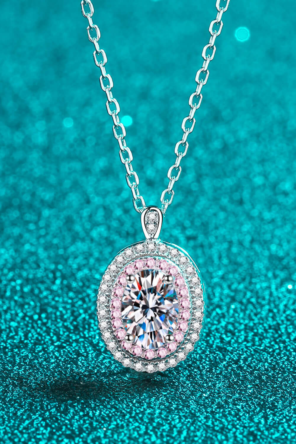 Adored 925 Sterling Silver Rhodium-Plated 1 Carat Moissanite Pendant Necklace 1c82f96dc44e468e8cd8449d89ef818d-Max Trendsi
