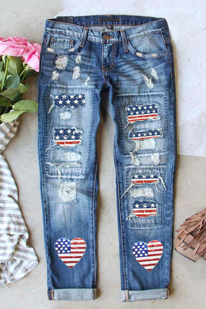US Flag Distressed Straight Jeans 1ca421d9-aacc-44cc-8bdc-47272d608d31-Max Trendsi