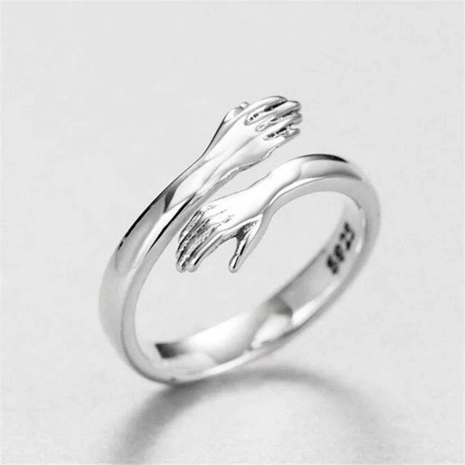 Hug Shape 925 Sterling Silver Bypass Ring 1cd39a3f-be6a-47d3-9bf2-329e165dd080-Max Trendsi