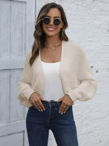 Bat Sleeve Open Front Short Cardigan Beige 1cf1ff43970f431baa65e19e1bdb37dc-Max Glownestbest