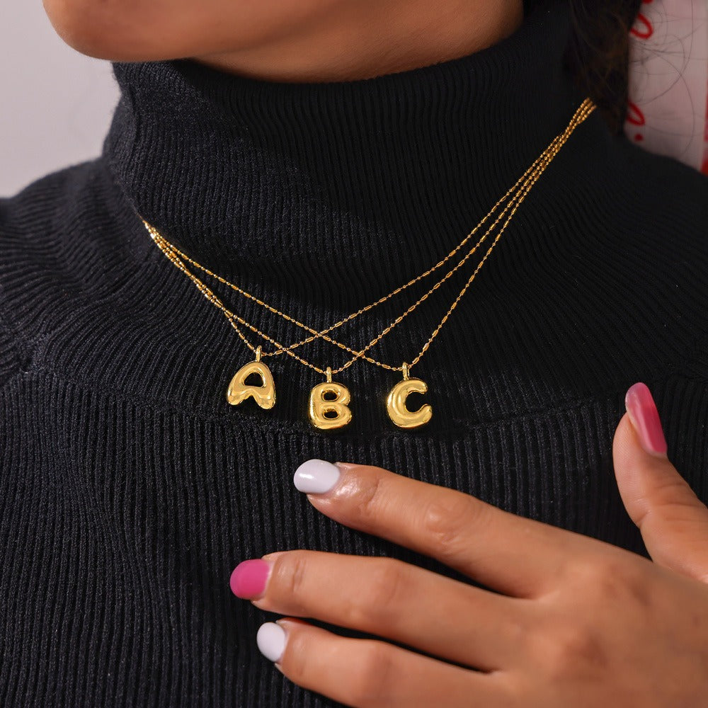 18K gold simple and elegant 26 letters design light luxury style necklace 1cf486f7-8130-4284-a2c7-c30d844018e2 Artshiney
