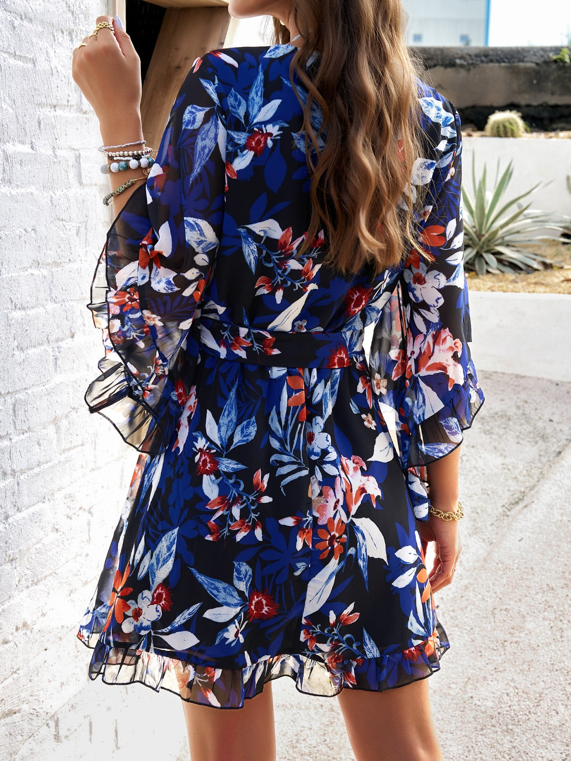 Devine Ruffled Printed Surplice Half Sleeve Mini Dress 1d0d0f31-b66f-44c4-87b5-b41d658ab263-Max Glownestbest