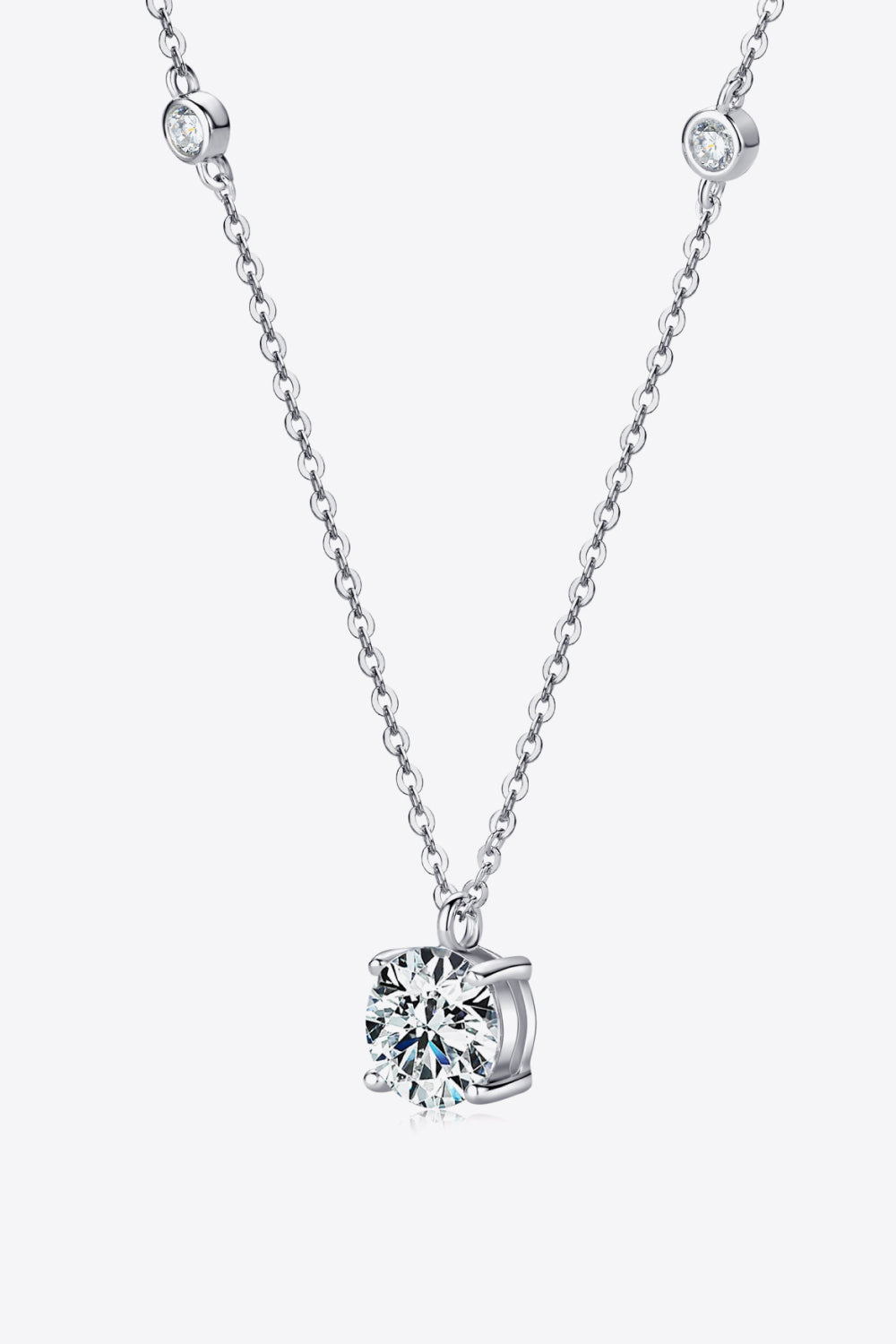 2 Carat Moissanite 4-Prong 925 Sterling Silver Necklace Silver One Size 1d4d046ba03e454c87e55de62885875f-Max Trendsi
