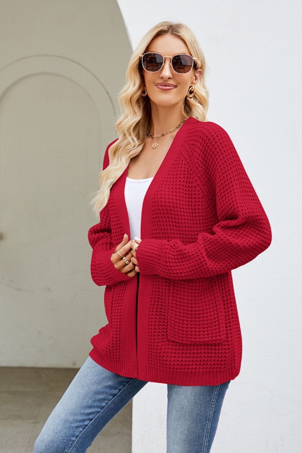 Open Front Raglan Sleeve Pocketed Cardigan 1d5c2b40-27ea-4c38-b471-cf0a6cbbc9ad-Max Glownestbest
