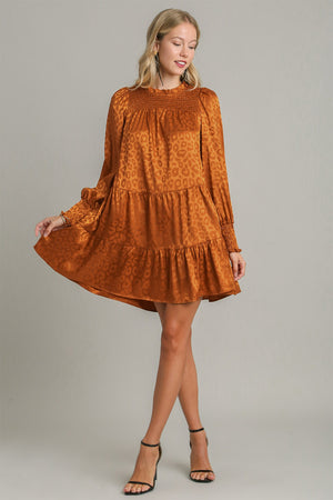 Umgee Smocked Leopard Long Sleeve Tiered Dress 1dee4b15-952e-4f3c-ae3b-80e776d57a1d-Max Trendsi