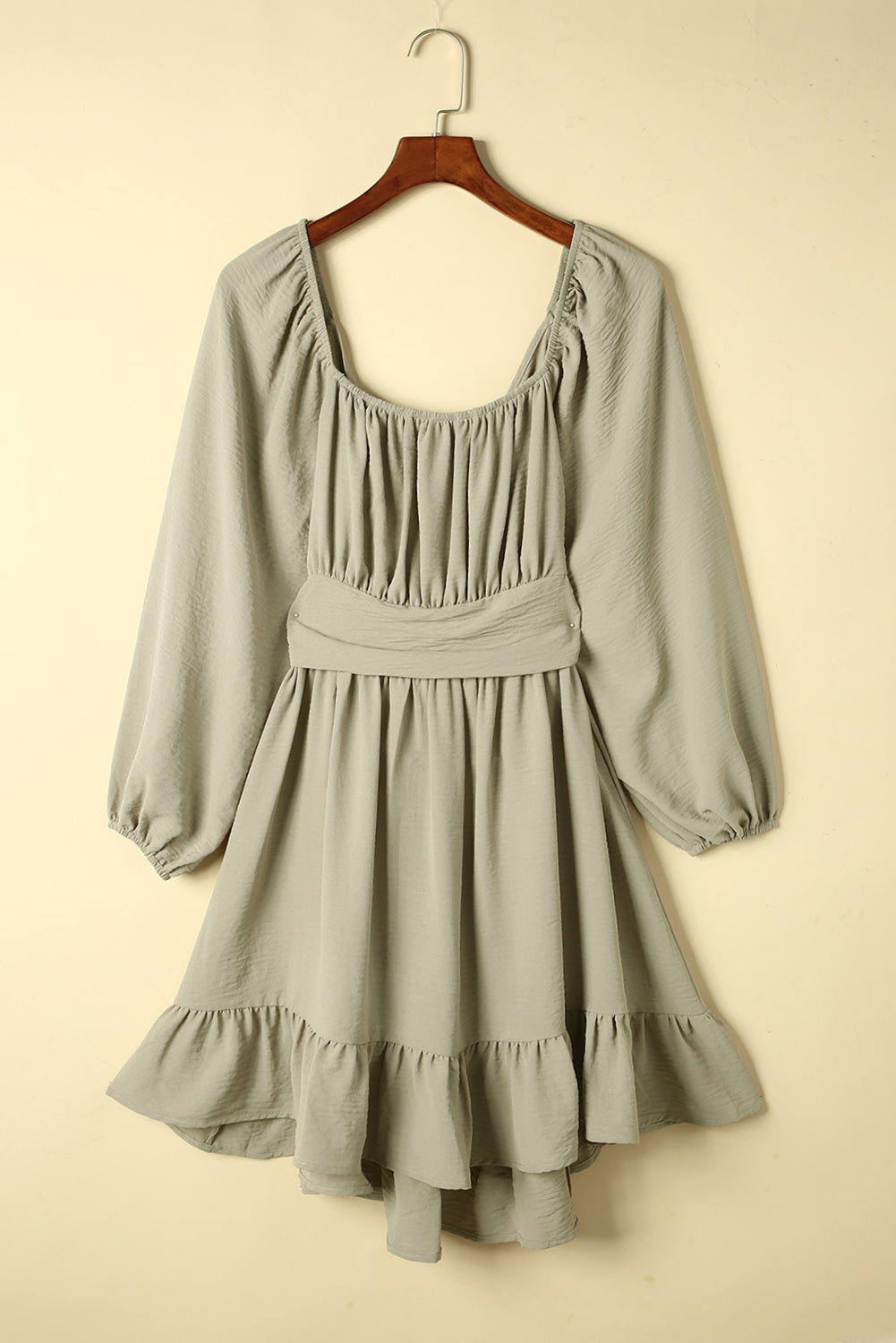 Cutout Smocked Square Neck Ruffle Hem Dress 1e1bd559f49a4167b94e6a36bf78541b-Max Glownestbest