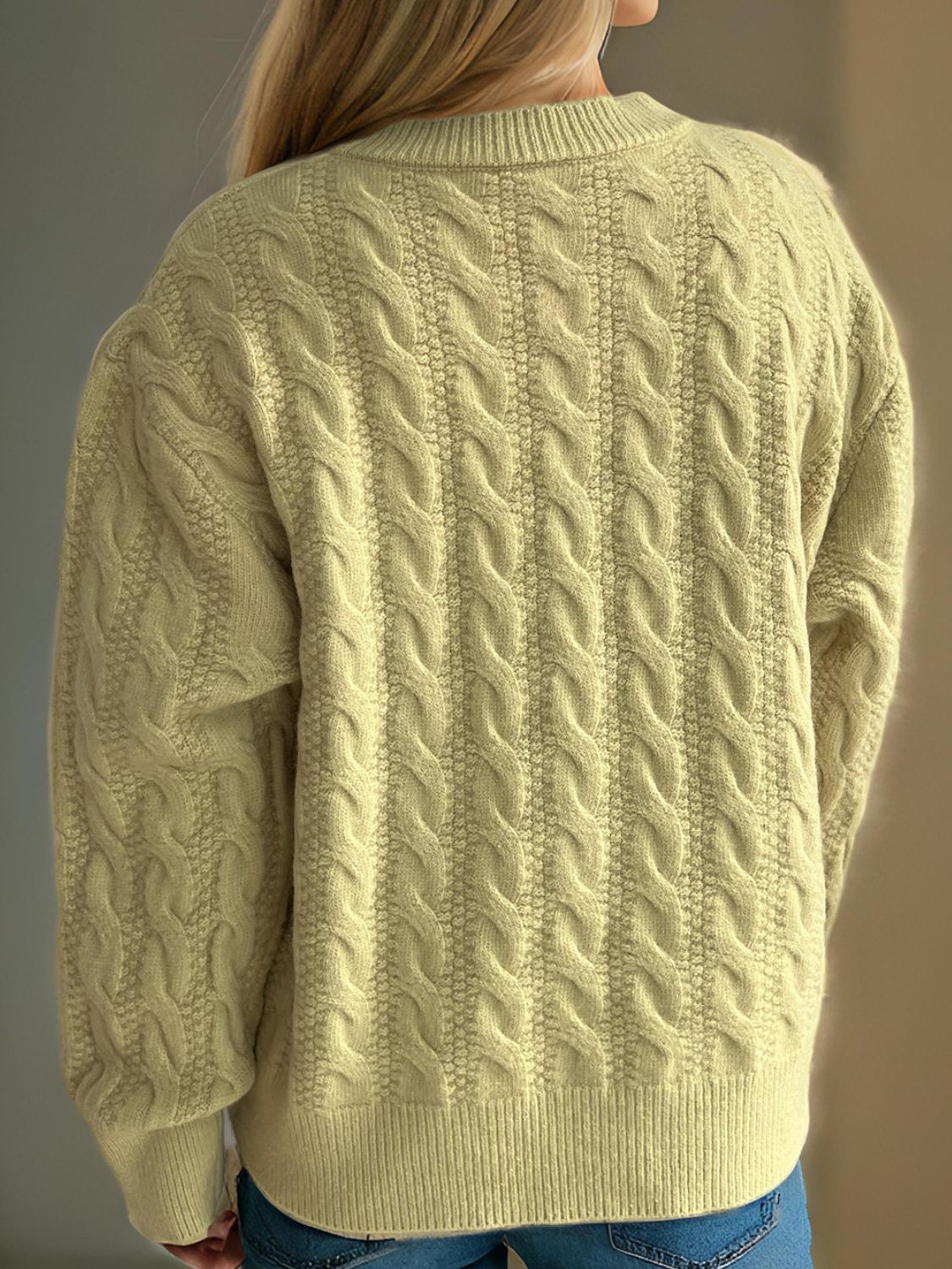 Cable-Knit Round Neck Long Sleeve Cardigan 1eb602e0-a0a3-4df7-8902-74103f6a9fcc-Max Glownestbest