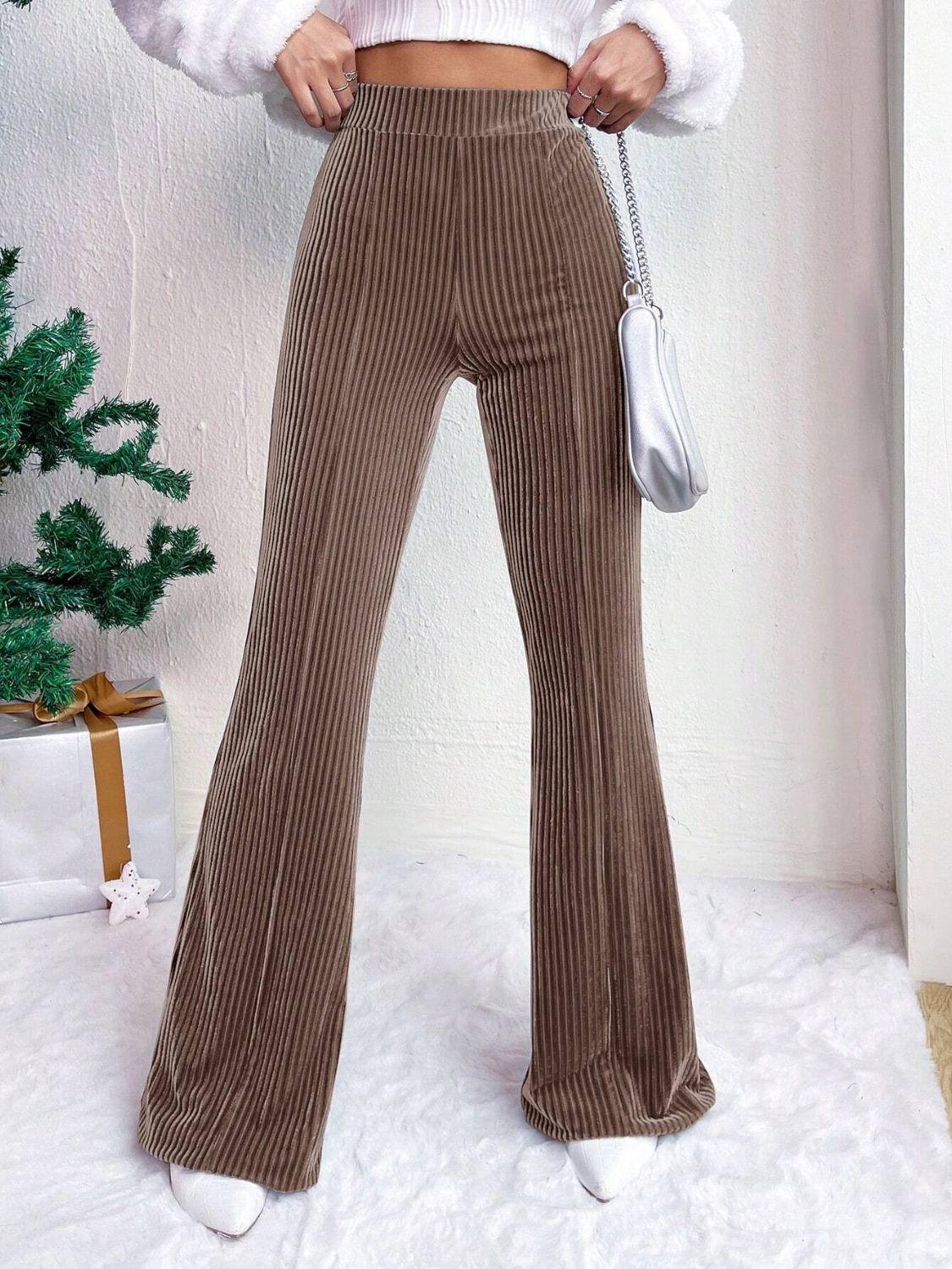 High Waist Flare Pants Camel 1ef3ede6-1052-4a3f-ba3c-b90dda26eb9c-Max Trendsi