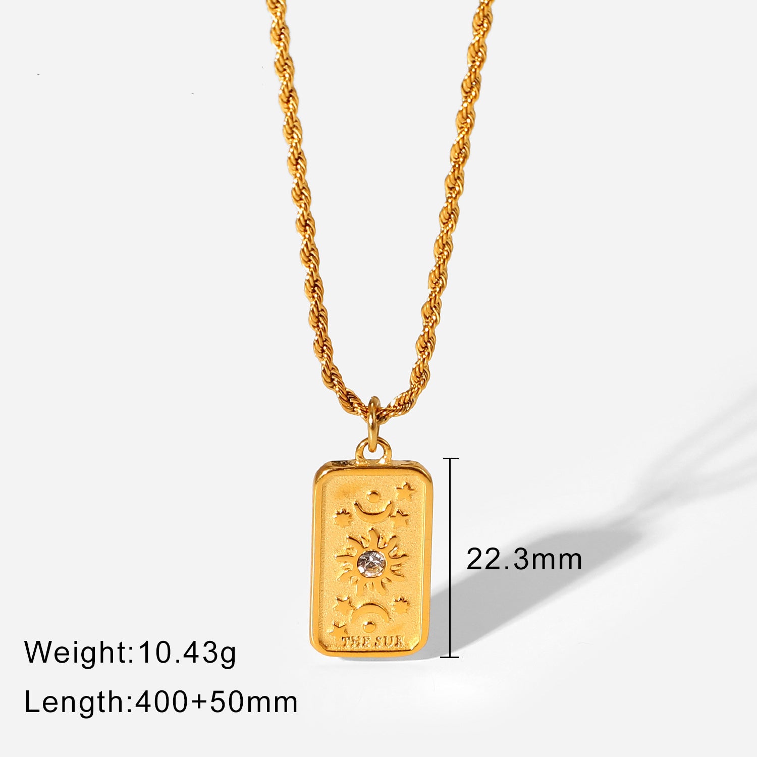 18K Vacuum Plated Gold Zircon Square Sun Star Signet Pendant Necklace Moon 1fab018c-ed45-44ea-bc4d-625a1b468818 Artshiney