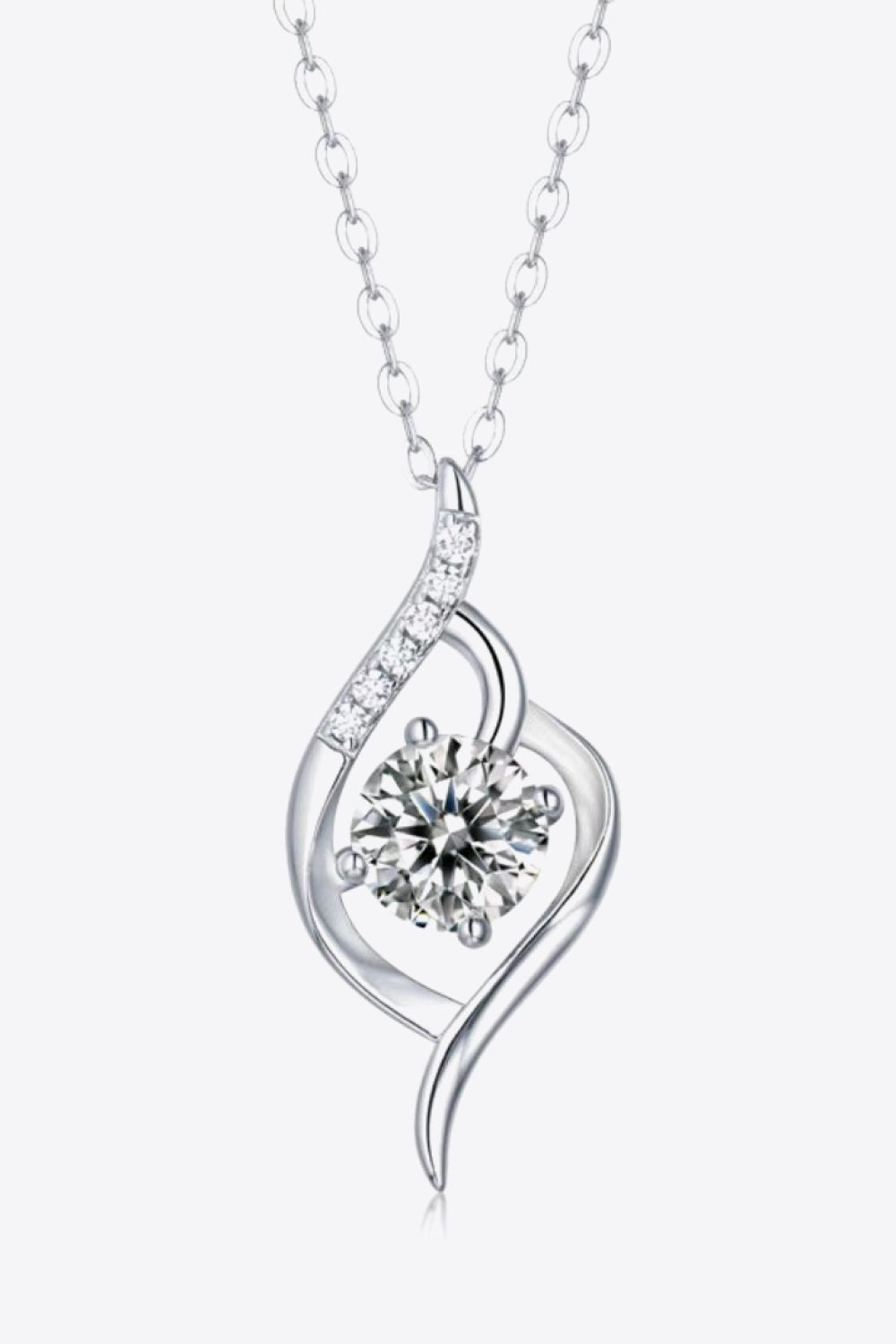 Platinum-Plated 1 Carat Moissanite Pendant Necklace 1fb0f24d9abe4e5389c0e83ff77aa989-Max Trendsi