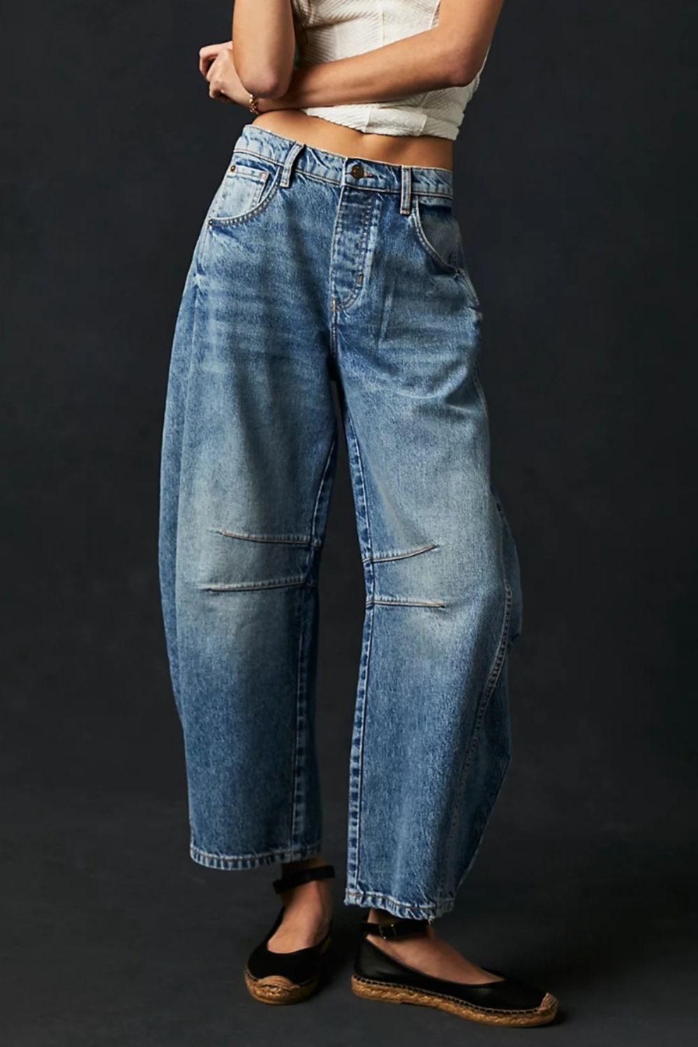 Wide Leg Jeans with Pockets Dusty Blue 20521fb2-8b42-4e0a-8b96-fd667b343704-Max Trendsi