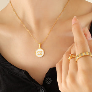 Exquisite Zodiac White Seashell Design Pendant Necklace Cancer 20884239-5f00-458b-9cb7-dfa0fcacff26 Artshiney