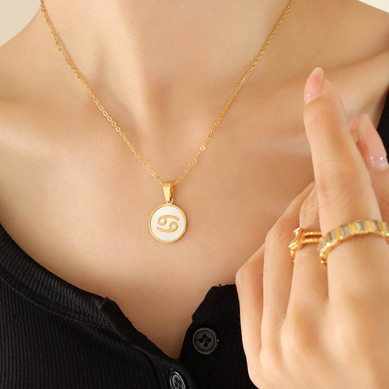 Exquisite Zodiac White Seashell Design Pendant Necklace Cancer 20884239-5f00-458b-9cb7-dfa0fcacff26 Artshiney