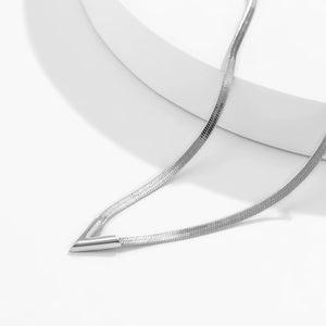 Fashion Simple V-Shaped Flat Snake Chain Necklace Silver 2156fb69-386c-4e75-92bb-d5df0b885b1e Artshiney