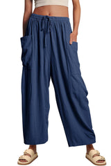Full Size Pocketed Drawstring Wide Leg Pants Dark Blue 21620068-8908-431d-9eae-e124b07a22ba-Max Trendsi