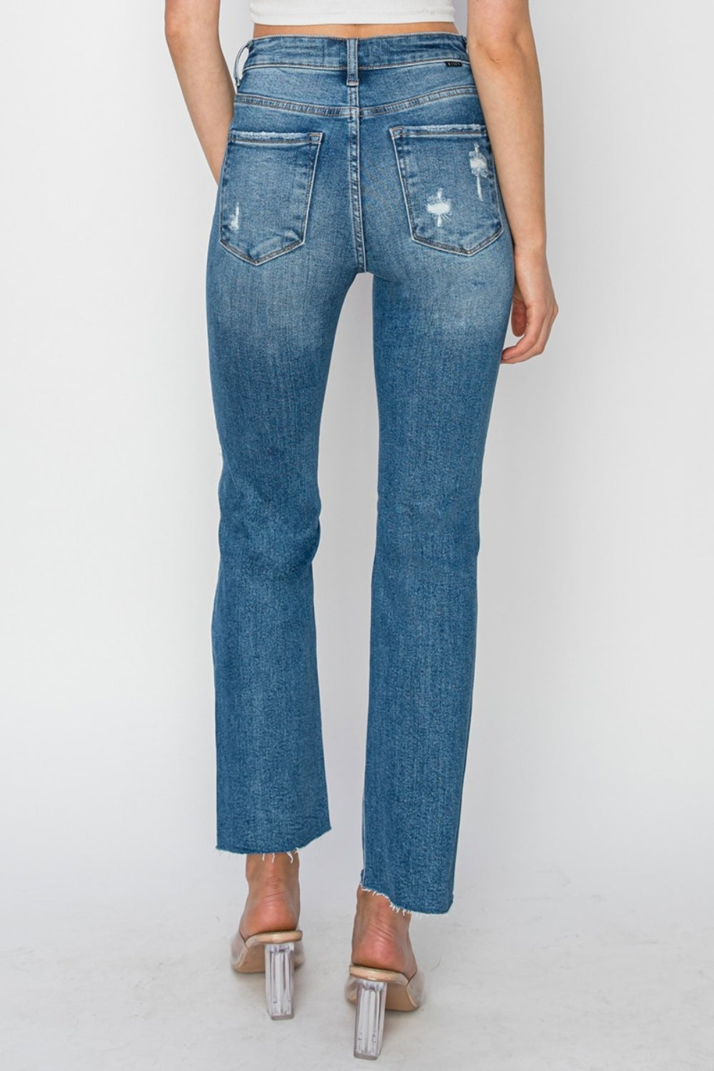 RISEN High Rise Distressed Ankle Jeans 21d79a20-5f8a-45ba-8fe7-985524b396fc-Max Trendsi