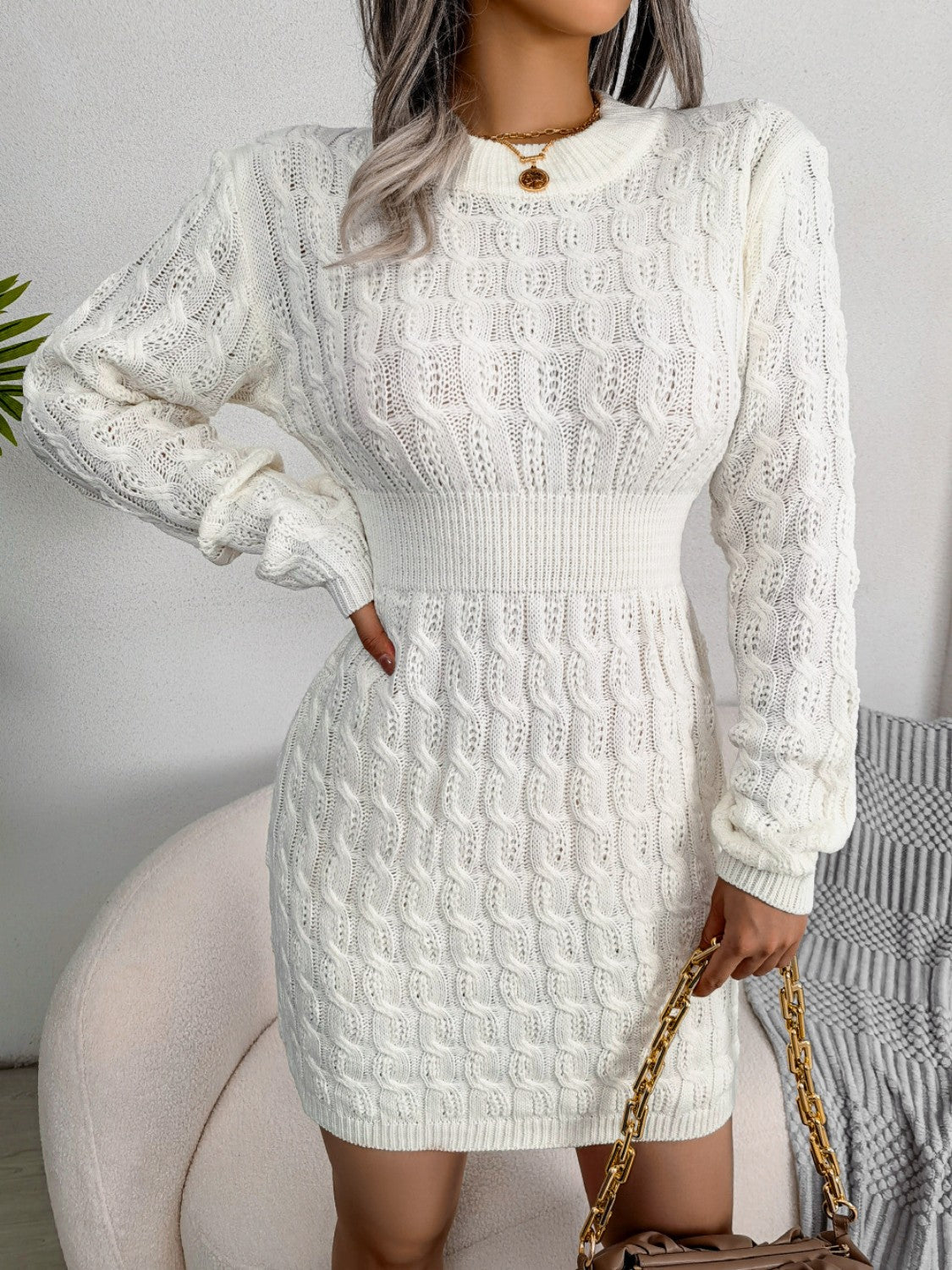 Cable-Knit Round Neck Mini Wrap Sweater Dress 22c4bab0-34d7-41bd-8dee-75d9aad3fd87-Max Glownestbest