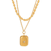 18K gold exquisite and noble square with double layer stacking design pendant necklace Only 22e5624c-4109-4c3a-8a95-9ec9ab72e8c7 Artshiney