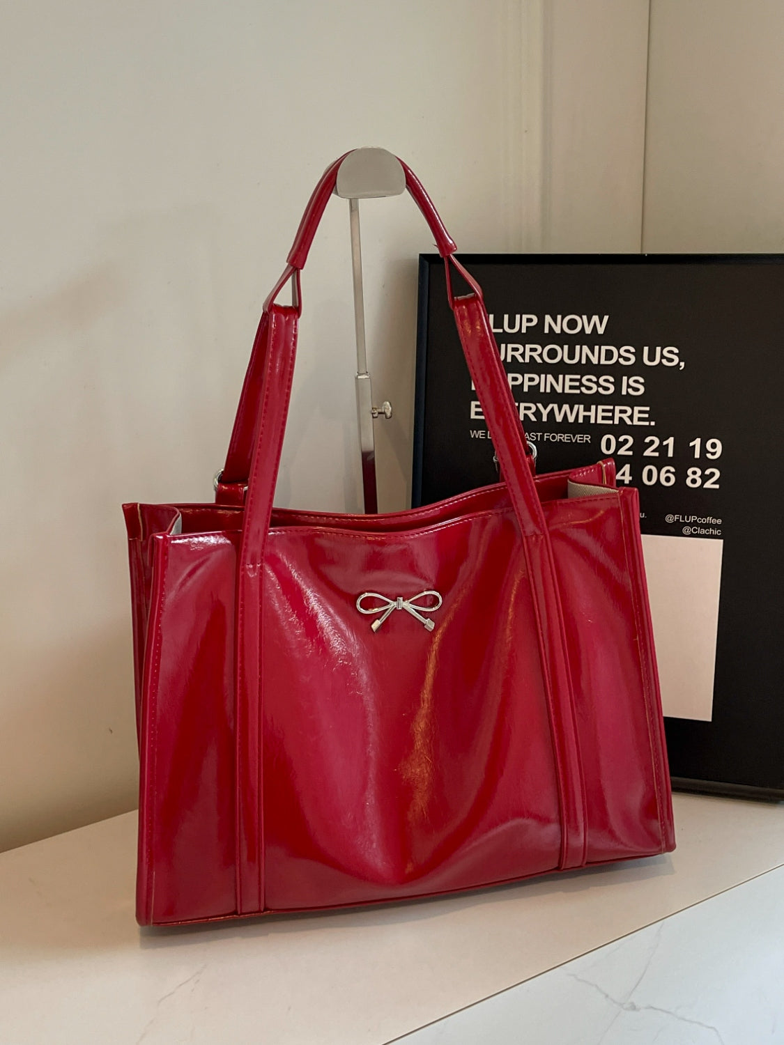 PU Leather Bow Shoulder Bag 23311a30-9597-4731-ba3f-7eb0216e92ab-Max Trendsi