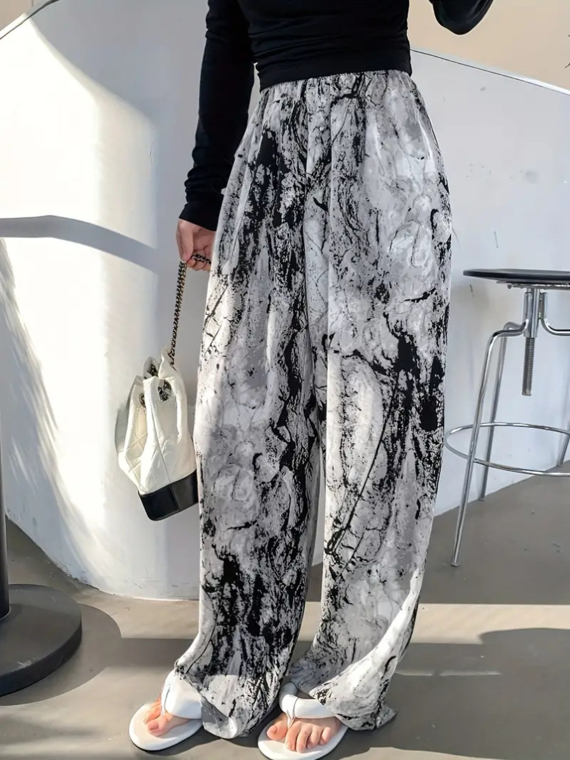 Printed Wide Leg Pants 234976ee-af05-44cc-bcb0-28dbf897ca2f-Max Trendsi