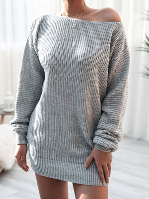 Rib-Knit Mini Sweater Dress Charcoal 2351e04fa6f04c8b99695f726ae01092-Max Glownestbest
