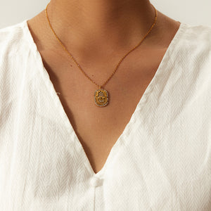 18K Gold Plated Geometric Transparent Zircon Palm Oval Eye Pendant Necklace 23650cbc-8c47-4606-beb5-d13723864a94 Artshiney