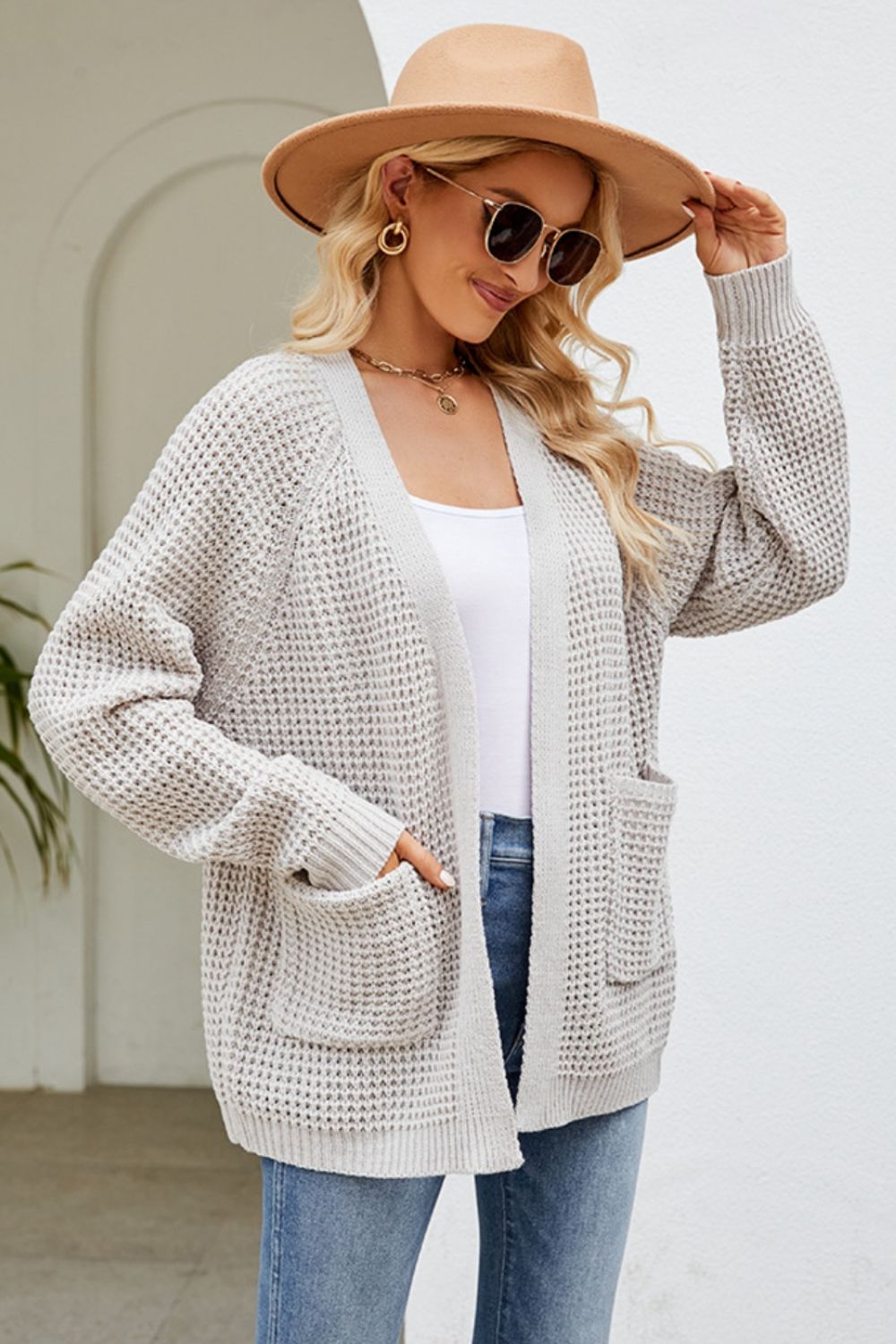 Open Front Raglan Sleeve Pocketed Cardigan 239517a0-148c-4618-aa8b-d9f6ca755d83-Max Glownestbest