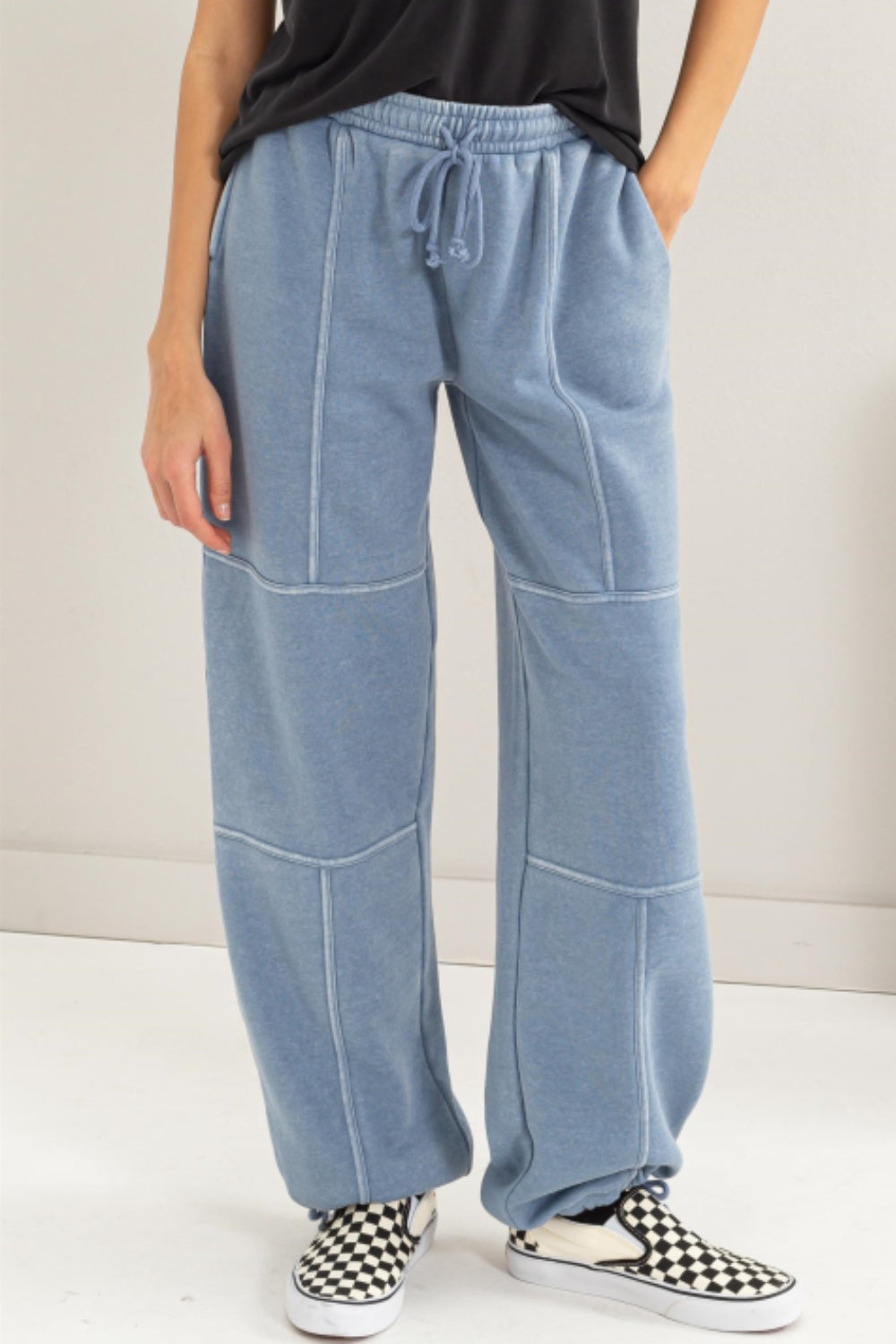 HYFVE Stitched Design Drawstring Sweatpants GRAY BLUE 2399e153-9cb9-41f8-9671-c16dd6622748-Max Trendsi