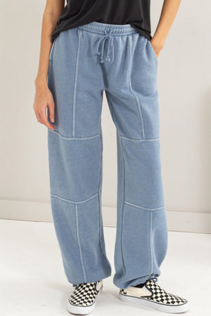HYFVE Stitched Design Drawstring Sweatpants GRAY BLUE 2399e153-9cb9-41f8-9671-c16dd6622748-Max Trendsi