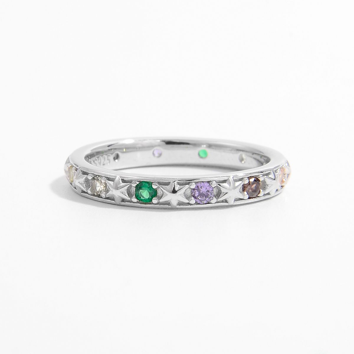 925 Sterling Silver Inlaid Zircon Ring Silver 246c96bc-c461-4fc1-81f0-6b5307323825-Max Trendsi