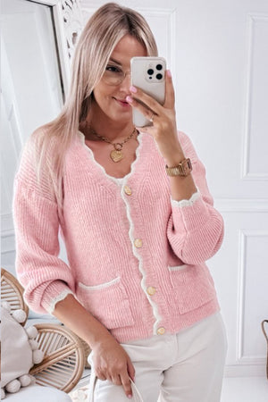 Contrast Trim V-Neck Long Sleeve Cardigan 248ee395-1c18-4cd9-94fe-3268401ae8fb-Max Glownestbest