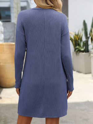 Mandy Striped Round Neck Long Sleeve Mini Dress 24e27d58-8b62-4895-9370-a2aa45582334-Max Glownestbest