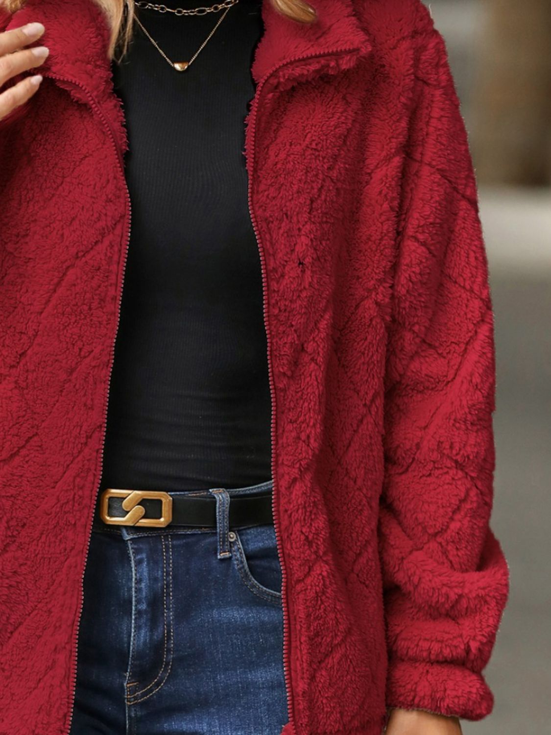 Glownestbest ® | Fuzzy Pocketed Zip Up Jacket 250a121a-c2fd-4abd-a47a-9fb56618a43e-Max Glownestbest