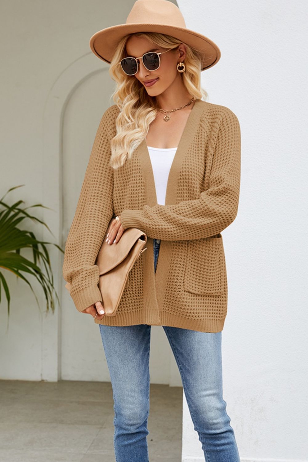 Open Front Raglan Sleeve Pocketed Cardigan 25bfcfca-27b5-4029-8e8d-813ef56a600d-Max Glownestbest