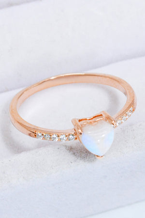 Natural Moonstone Heart 18K Rose Gold-Plated Ring Rose Gold 25c9e7ea16624181a17ab6ad4be8b777-Max Trendsi