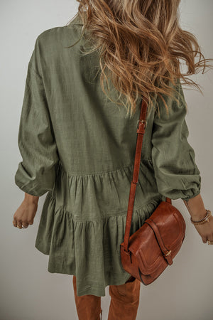 Tiered Collared Neck Balloon Sleeve Shirt Dress 25cc2fa9657d452a8be09ab96b2638e4-Max Glownestbest
