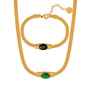 18K gold classic vintage inlaid zircon design bracelet necklace set 25d08a20-88db-4014-a20d-92e9a3683231 Artshiney