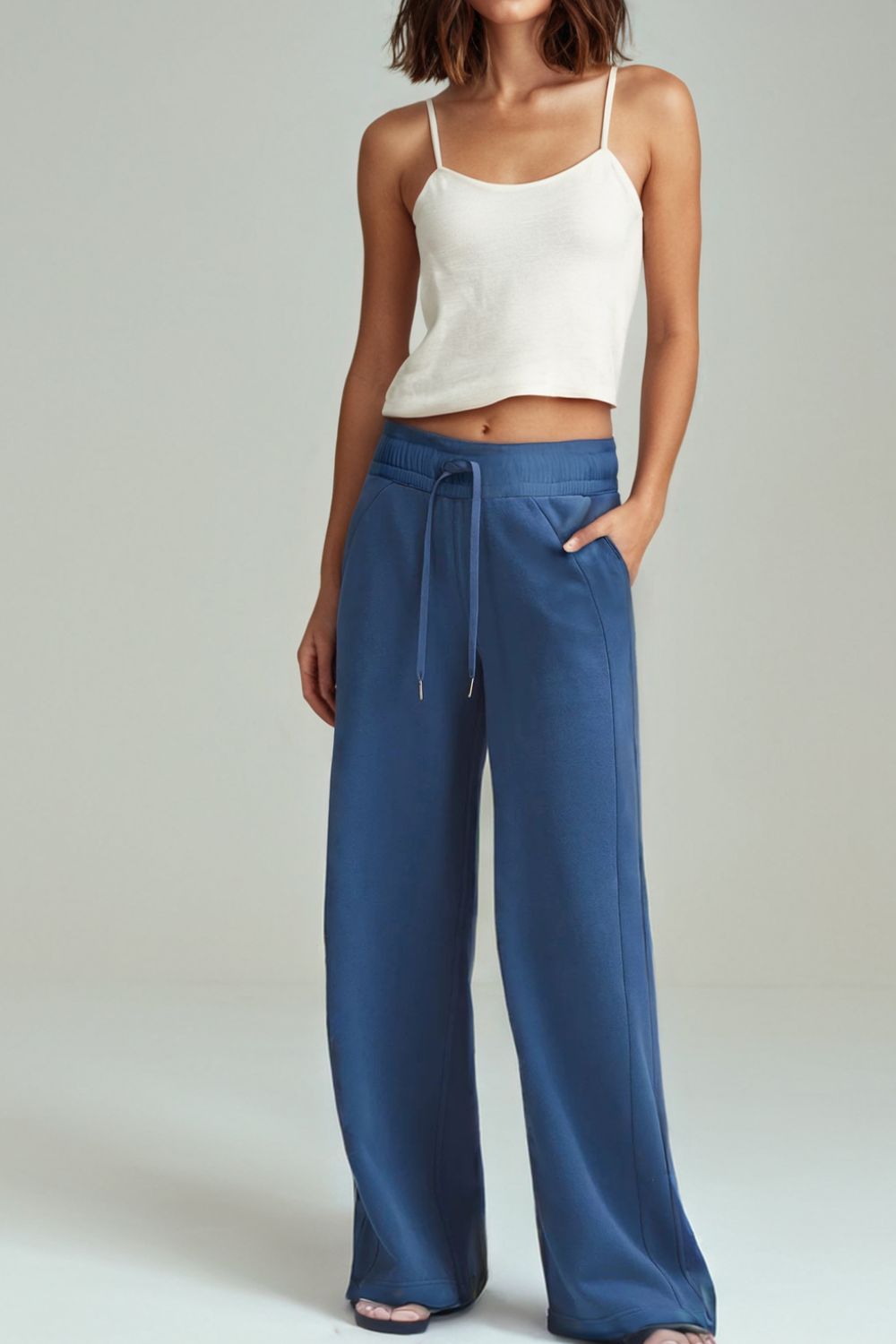 Drawstring Elastic Waist Straight Leg Pants 2615228a-156f-44bf-82a3-5ccda2d87e8f-Max Trendsi