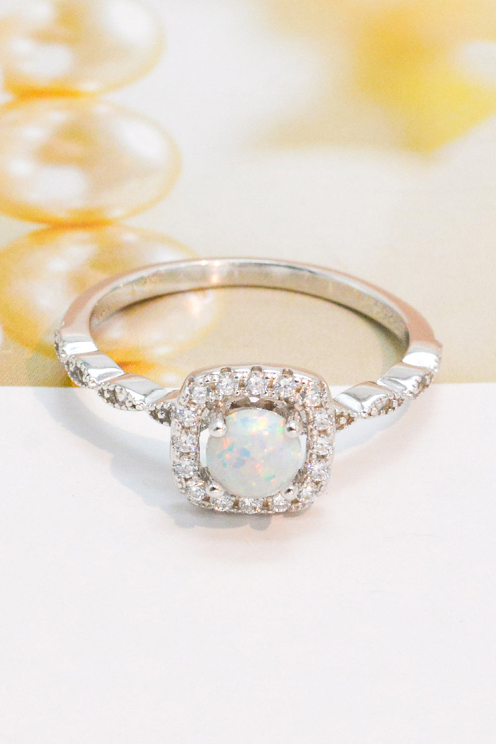 925 Sterling Silver Inlaid Opal Ring 263396a884b44410bea2f07f6662f776-Max Trendsi